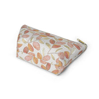 Cherry Plum Leaves Accessory Pouch w T-bottom in Coral